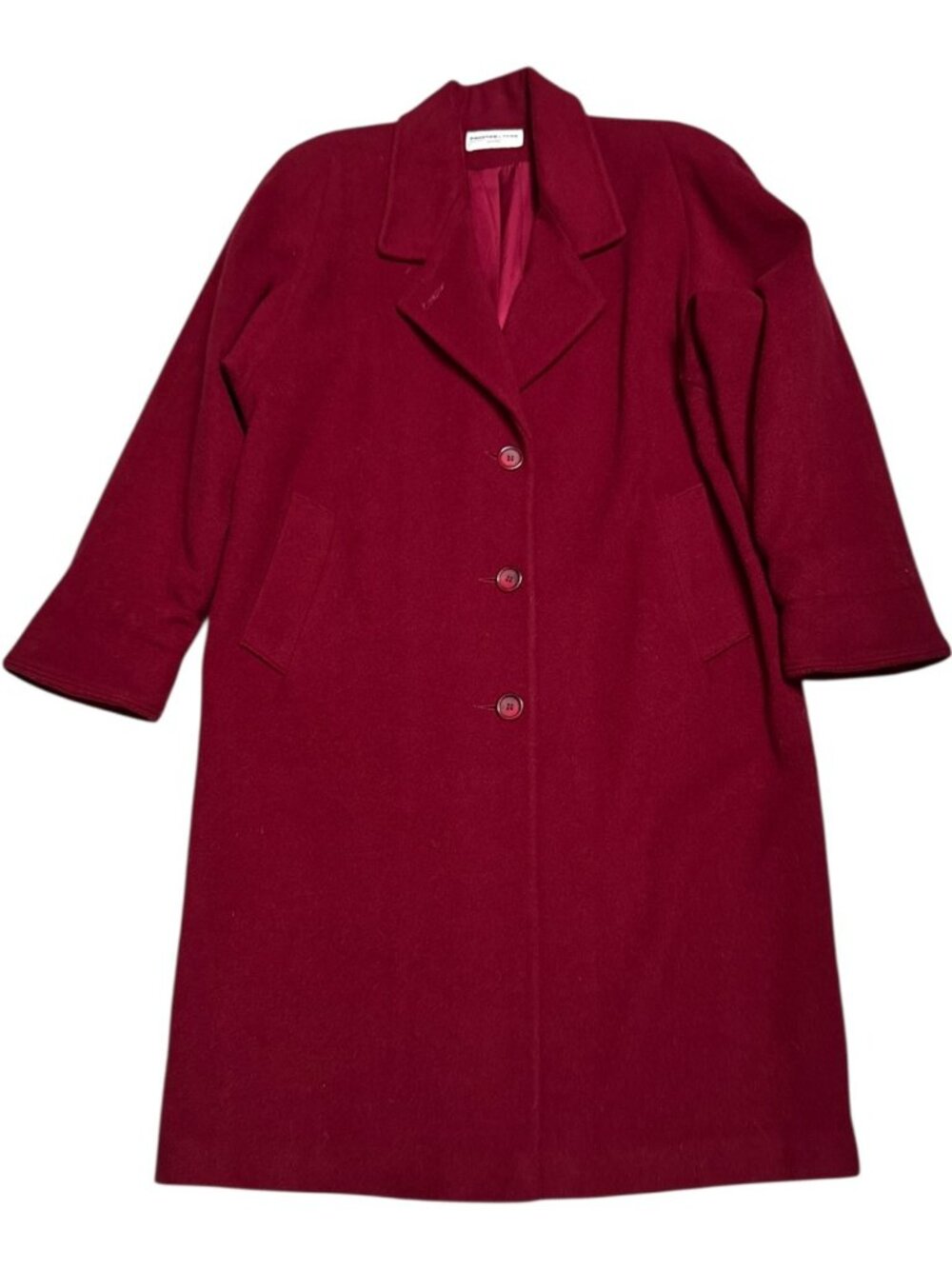 PRESTON & YORK Petites PURE WOOL Vintage 90s Long Red Pea Coat Trench Womens M